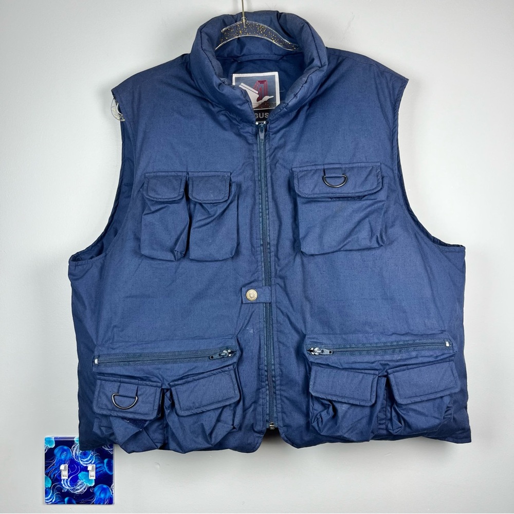Vintage Argus Down Puffer Blue Vest Duck Feathers Men’s XL Outdoor Hunting